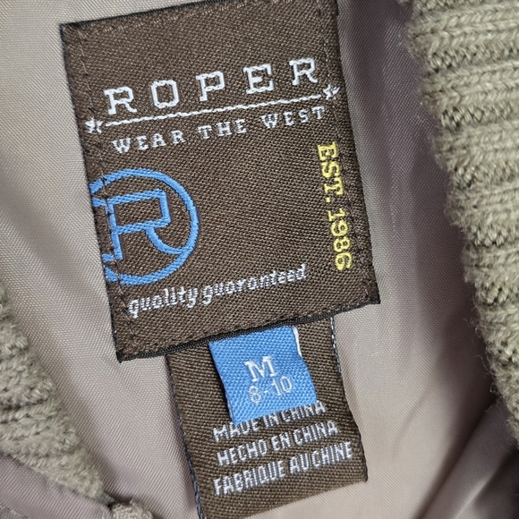 Roper Western Jacket Boys M 8/10 Down-like Fill Khaki Style #03-397-0761-0523 - Picture 2 of 10